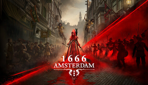 1666: Amsterdam heroine against a historic city and red sky